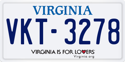VA license plate VKT3278