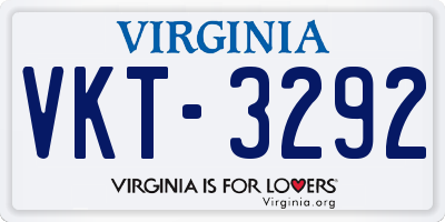 VA license plate VKT3292