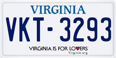 VA license plate VKT3293