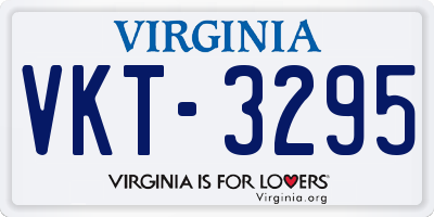 VA license plate VKT3295