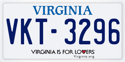 VA license plate VKT3296