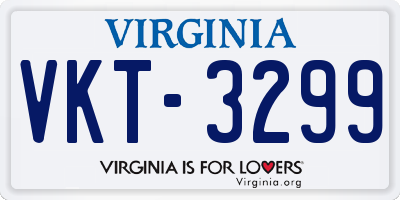 VA license plate VKT3299