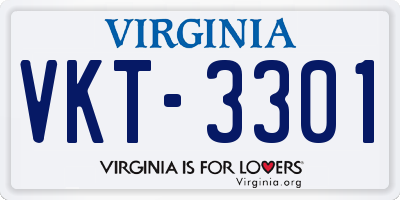VA license plate VKT3301