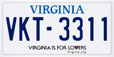 VA license plate VKT3311