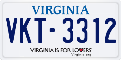 VA license plate VKT3312