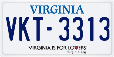VA license plate VKT3313