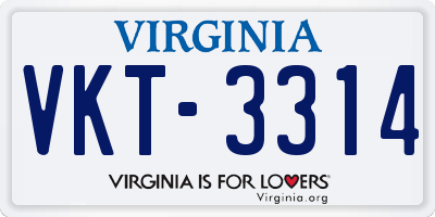 VA license plate VKT3314