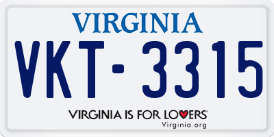 VA license plate VKT3315