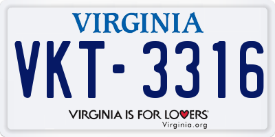 VA license plate VKT3316