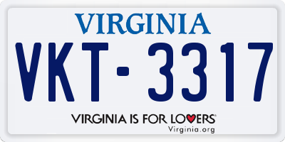 VA license plate VKT3317