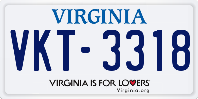 VA license plate VKT3318