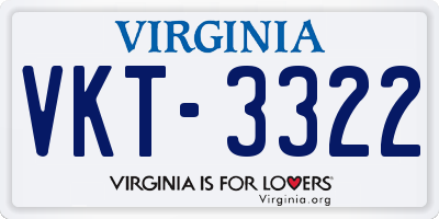 VA license plate VKT3322