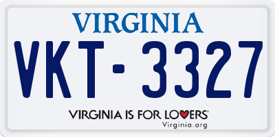 VA license plate VKT3327