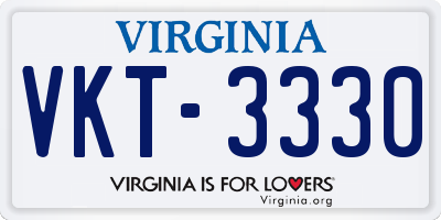 VA license plate VKT3330
