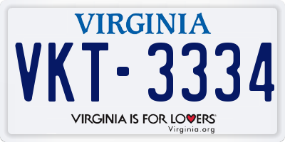 VA license plate VKT3334