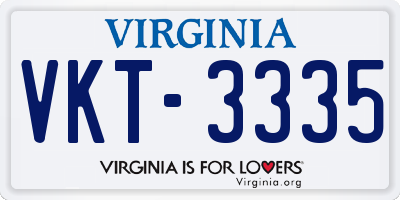 VA license plate VKT3335