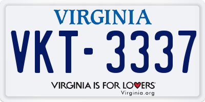 VA license plate VKT3337