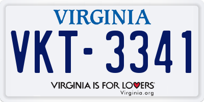 VA license plate VKT3341