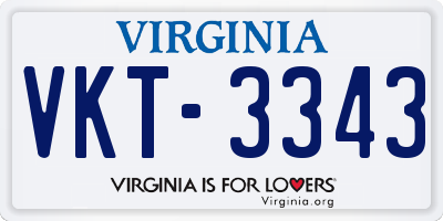 VA license plate VKT3343