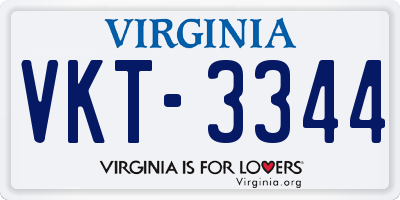 VA license plate VKT3344