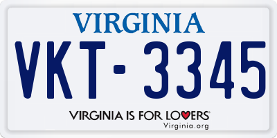 VA license plate VKT3345
