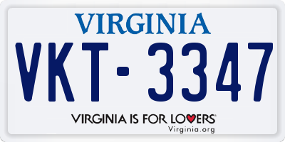 VA license plate VKT3347