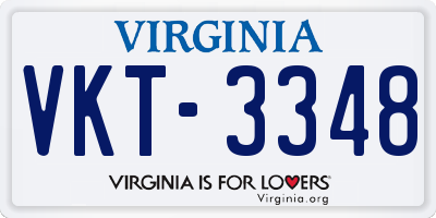 VA license plate VKT3348