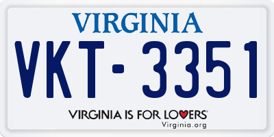 VA license plate VKT3351