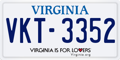 VA license plate VKT3352