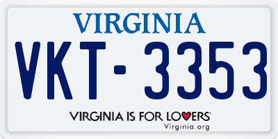 VA license plate VKT3353