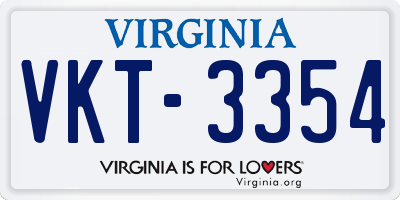 VA license plate VKT3354