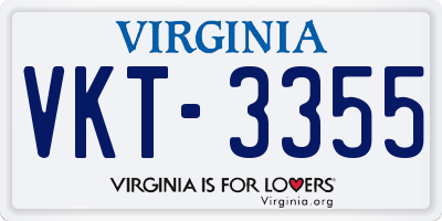 VA license plate VKT3355