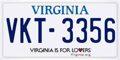 VA license plate VKT3356