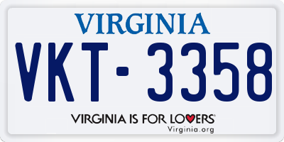 VA license plate VKT3358
