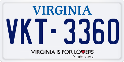 VA license plate VKT3360
