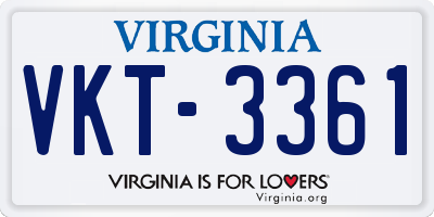 VA license plate VKT3361