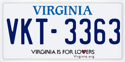 VA license plate VKT3363