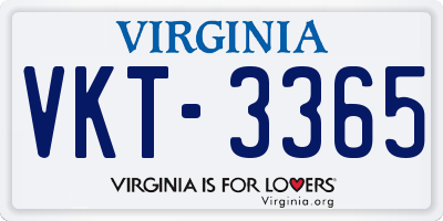 VA license plate VKT3365
