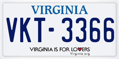 VA license plate VKT3366