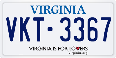 VA license plate VKT3367