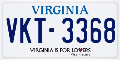 VA license plate VKT3368