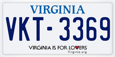 VA license plate VKT3369