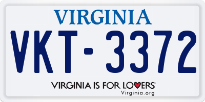 VA license plate VKT3372