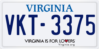 VA license plate VKT3375