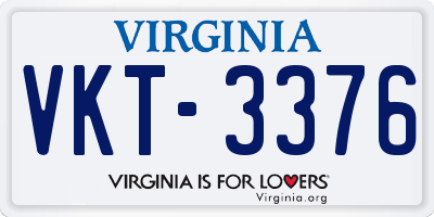 VA license plate VKT3376