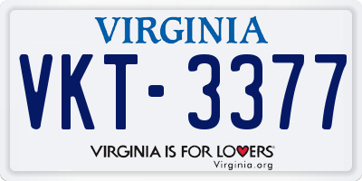 VA license plate VKT3377