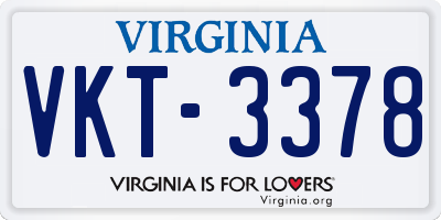 VA license plate VKT3378