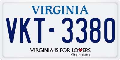 VA license plate VKT3380