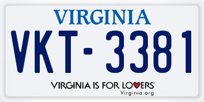 VA license plate VKT3381