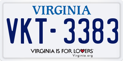 VA license plate VKT3383
